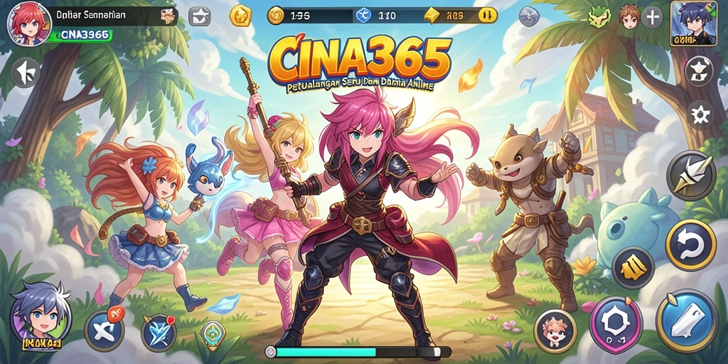 Tampilan menarik dari gameplay CINA365 dengan karakter Anime.