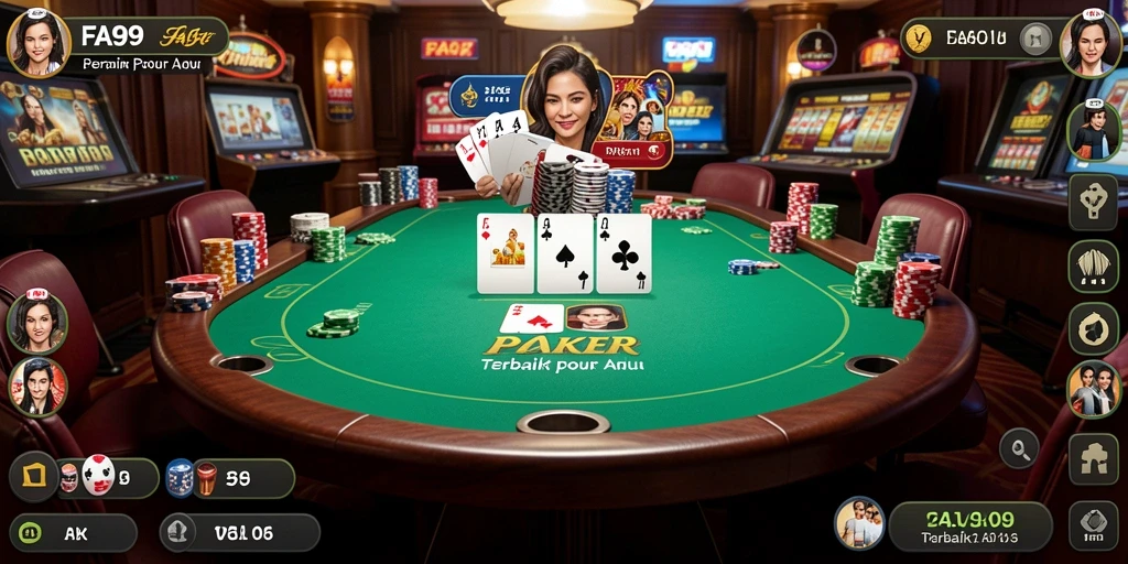 Screenshot gameplay FA99 menampilkan keseruan permainan Poker yang mendebarkan.