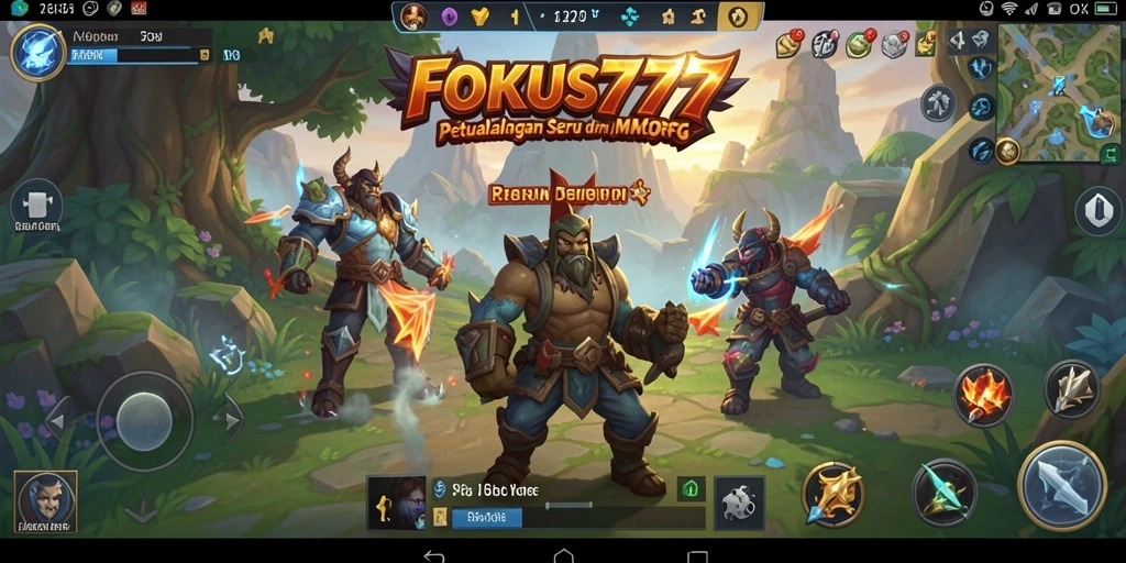 Tangkapan layar menampilkan aksi seru dalam <strong>FOKUS777</strong> di dunia MMORPG.