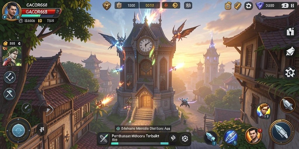Tampilan gameplay GACOR668 yang menegangkan di medan perang Tower Defense.
