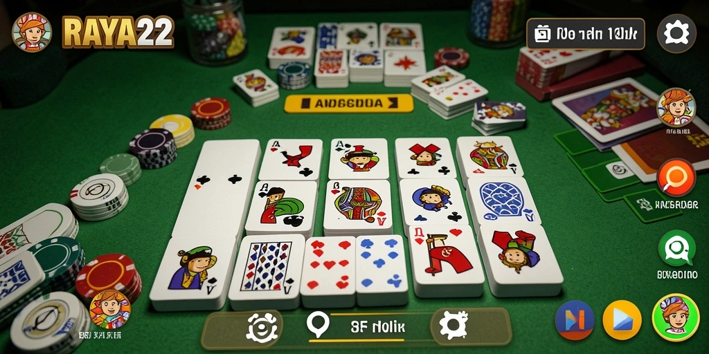 Tampilan gameplay menarik dari RAYA22 dengan variasi permainan Domino.