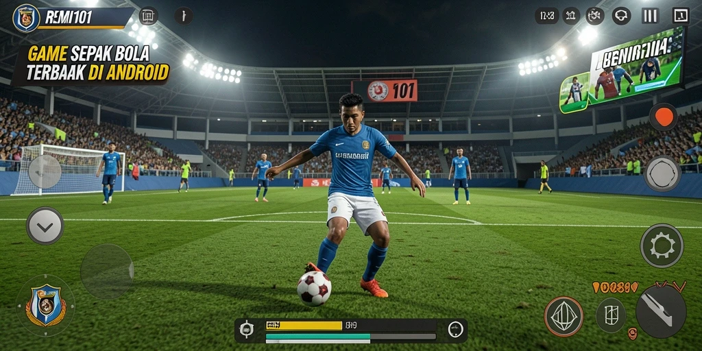 Gameplay menarik dalam <strong>REMI101</strong>, menampilkan aksi sepak bola yang intens.