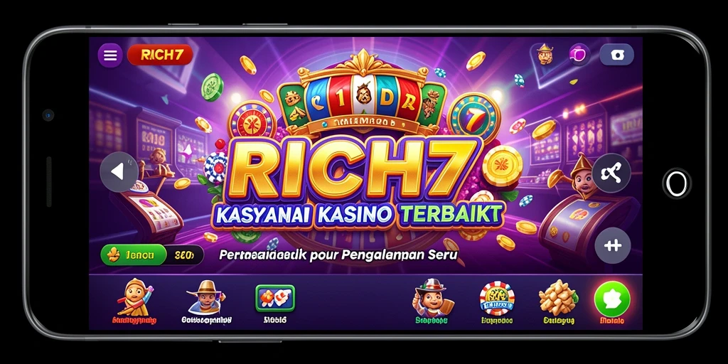 Screenshot gameplay RICH7 menampilkan suasana kasino yang menyenangkan.
