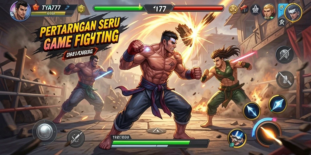 Screenshot gameplay TYA777 menampilkan aksi pertarungan yang dinamis dan seru.