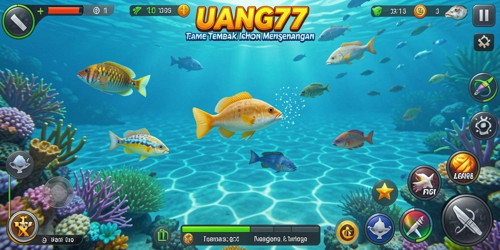 Screenshot utama UANG77 yang menampilkan pengalaman gameplay Tembak Ikan yang seru dan menegangkan.