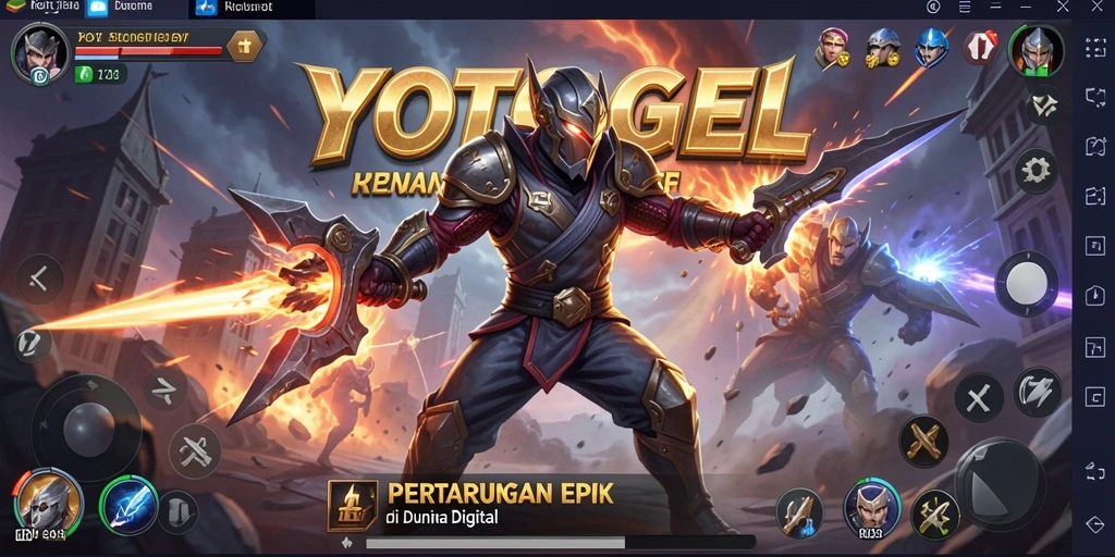 Screenshot gameplay YOTOGEL menampilkan pertarungan yang intens dan karakter unik.